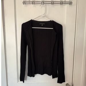 Ann Taylor Ribbed Button Up Cardigan Women's Black size XS